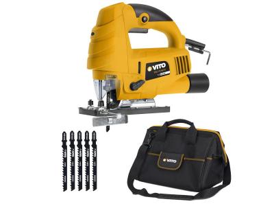 Scie sauteuse 570 W Coupe Bois Acier Aluminium 6 Vitesses + 5 lames bois + Sacoche &agrave; outils