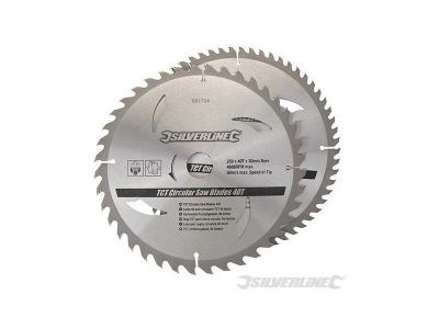 Lot de 2 lames TCT &Oslash;250 mm Al&eacute;sage 30 mm - 40 et 60 dents - 991704