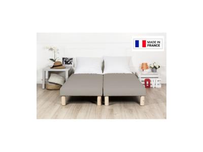 Sommier tapissier 2x100x200 gris (200x200) frabrication francaise