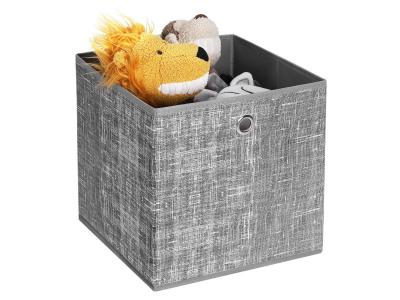 Lot de 6 cubes de rangement pliables gris en tissu non tiss&eacute;s - H30 cm