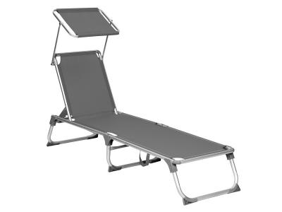 SONGMICS Chaise longue avec dossier, Gris Anthracite / 55 X 193 X 31 cm