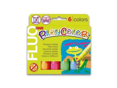 FLUO ONE - Stick de peinture gouache solide 10 g - 6 couleurs assorties -