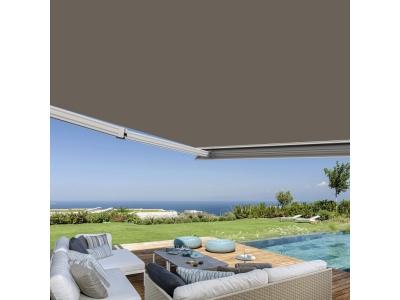 Store banne coffre int&eacute;gral motoris&eacute; et manuel 2.5 x 2 m ext&eacute;rieur pour terrasse - Taupe