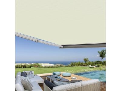 Store banne coffre int&eacute;gral motoris&eacute; et manuel 3 x 2.5 m ext&eacute;rieur pour terrasse - &Eacute;cru