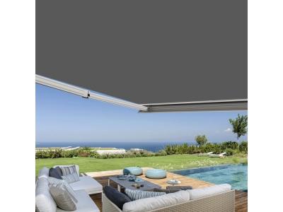 Store banne coffre int&eacute;gral 4,5 x 3,5 m motoris&eacute; et manuel ext&eacute;rieur pour terrasse - Gris