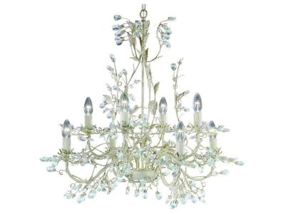 Chandelier sans abats jours almandite or,cr&egrave;me 8 ampoules 130cm