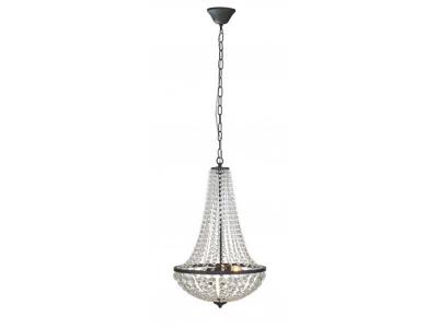 Lustre avec pampilles en verre et cha&icirc;ne en m&eacute;tal GRANSO 2L noir noir