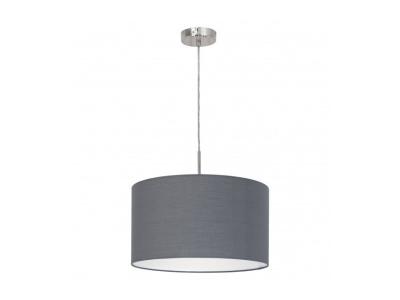 Suspension en textile PASTERI 1 ampoule nickel satin&eacute; Diam&egrave;tre 38 Cm abat jour gris