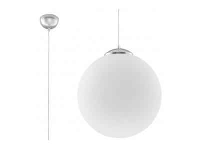 Suspension UGO verre/acier blanc/chrome Largeur 30 Cm