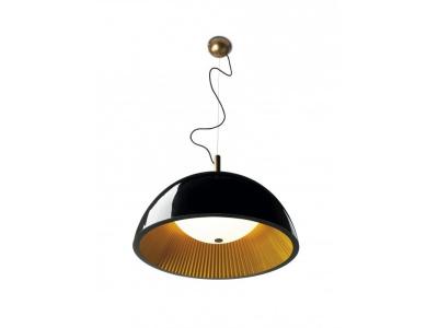 Suspension umbrella, ppma textile et verre mat, noir et dor&eacute;, 100 cm