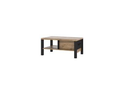 Table basse design collection darwin avec un tiroir et une niche. Couleur &eacute;pic&eacute;a et noir.