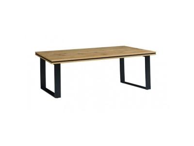 Table basse pour votre salon MALAGA. Coloris ch&ecirc;ne wotan et m&eacute;tal noir. 70 Marron