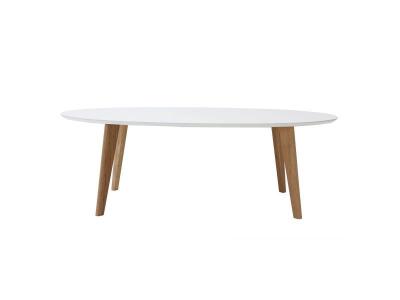 Table basse ovale scandinave blanc et bois clair ch&ecirc;ne L120 cm EKKA