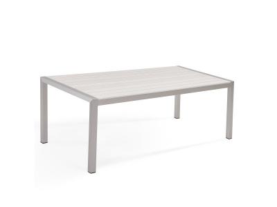 Table De Jardin En Aluminium Et Bois Synth&eacute;tique Blanc 180 X 90 Cm Vernio