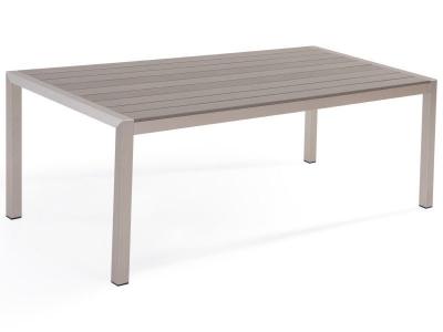 Table de jardin 6 places en aluminium avec plateau gris effet bois