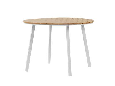 Table De Jardin En Bois Synth&eacute;tique Et Aluminium Blanc &Oslash; 105 Cm Cavoli