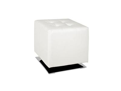 Tabouret carr&eacute; 40 cm blanc et chrom&eacute;
