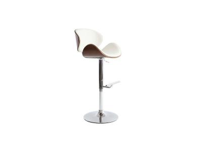 Miliboo - Tabouret de bar design blanc et bois fonc&eacute; walnut - Blanc