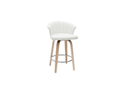 Tabouret de bar design pivotant blanc et bois clair H65cm ALBIN