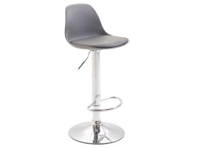 Tabouret de bar Kiel Similicuir et coque en plastique , Gris-Chrome