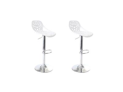 Tabourets de bar design avec motif baroque blanc (lot de 2) BAROCCA