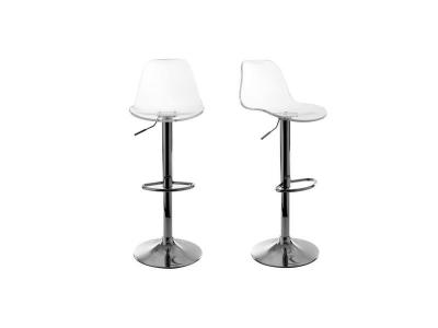 Tabourets de bar design r&eacute;glables transparents (lot de 2) GALILEO