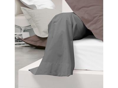 Taie de traversin uni 100% coton alto 230x43 cm - Gris Manhattan