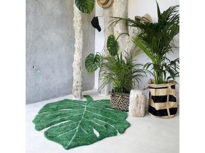 Tapis Feuille Monstera Vert en Coton 120 x 160 cm