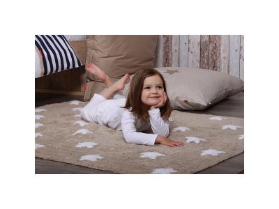 Lorena Canals Tapis enfant beige lavable en machine Stars 120 x 160