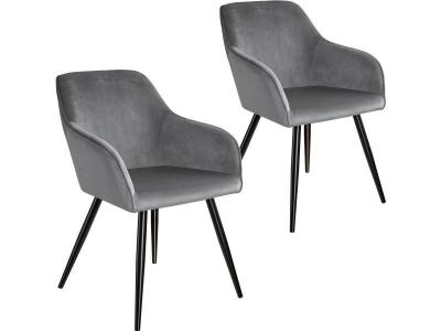 TecTake 2 Chaises MARILYN Design en Velours Style Scandinave - gris/noir
