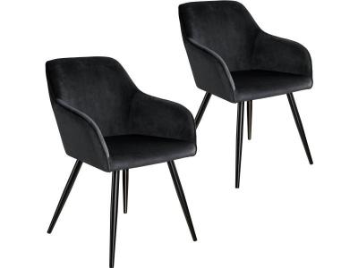 Tectake 2 Chaises MARILYN Design en Velours Style Scandinave - noir