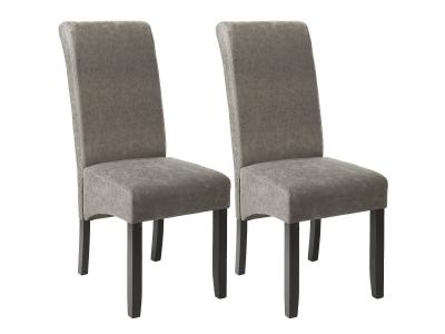 Tectake lot de 2 chaises aspect cuir - gris marbr&eacute; 403627