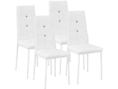 TecTake Lot de 4 chaises avec strass - blanc