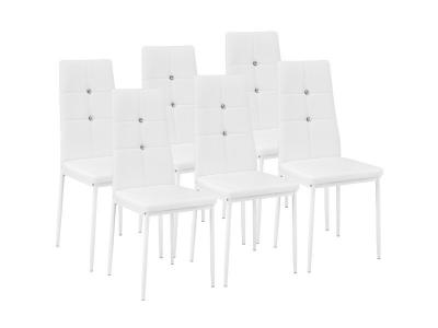 Tectake Lot de 6 chaises avec strass - blanc