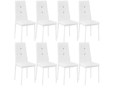 Tectake lot de 8 chaises avec strass - blanc 404125
