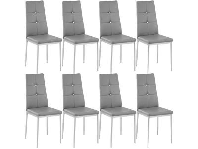 Tectake lot de 8 chaises avec strass - gris 404124