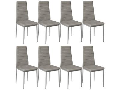 Tectake lot de 8 chaises avec surpiq&ucirc;re - gris 404121