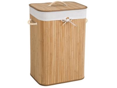 TecTake Panier &agrave; linge bambou rectangulaire - 72 L - beige
