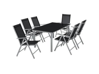 Tectake salon de jardin aluminium 6 places - gris clair 402167