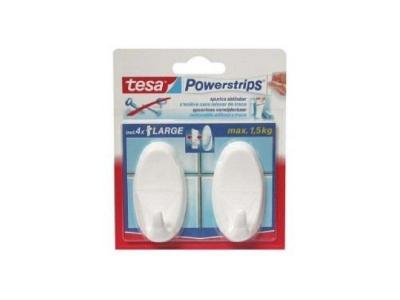 Pack de 2 crochets larges ovales - blanc - charge 2 kg