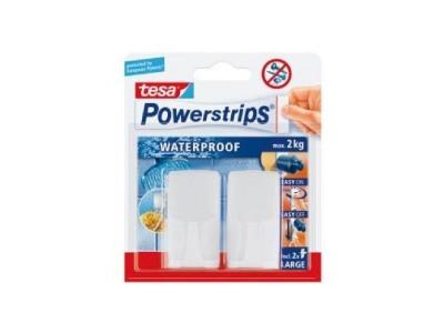 TESA 2 crochets rectangulaires blancs + 2 Powerstrips waterproof