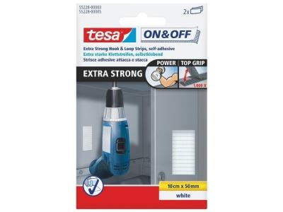 Bandes de fermeture extra fortes 10cm x 50mm 2 paires blanc 55228 tesa