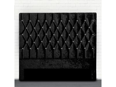T&ecirc;te de lit capitonn&eacute;e velours noir avec strass focci 140 cm