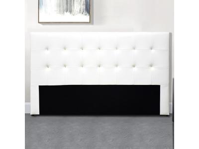 T&ecirc;te de lit capitonn&eacute;e simili cuir blanc pitola 160 cm