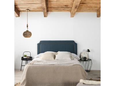 Vs Venta-Stock T&ecirc;te de lit tapiss&eacute;e 140x60 cm bleu, clous en marron