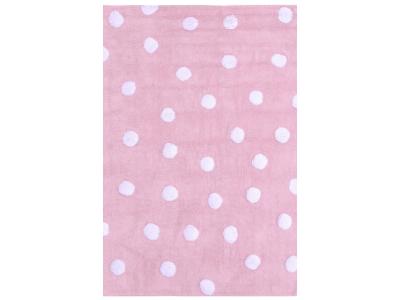 Lorena Canals Tapis Lavable Polka Dots Rose et Blanc