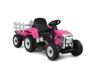 Tracteur avec remorque electrique pour enfants 12 v avec t&eacute;l&eacute;commande 2,4g - 3 vitesses