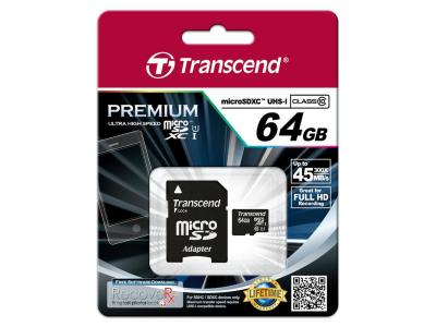 TRANSCEND Carte MicroSDXC UHS-I 400x Class 10 - 64Go