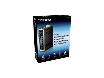 Trendnet 12port hardened industr gigabit poe layer 2 mngd din-rail switch noir