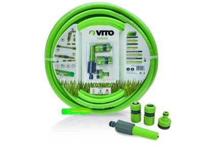 Tuyau d'arrosage 19mm 25m KIT PVC lance multi jet+ 2 raccords + nez de robinet VITO 